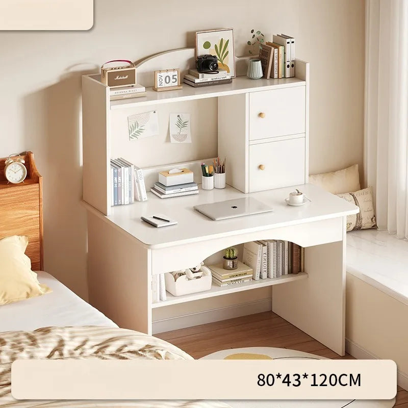 Home Desk with Integrated Bookcase — Student Study Table, Bedroom Dresser & Computer Desk with Storage