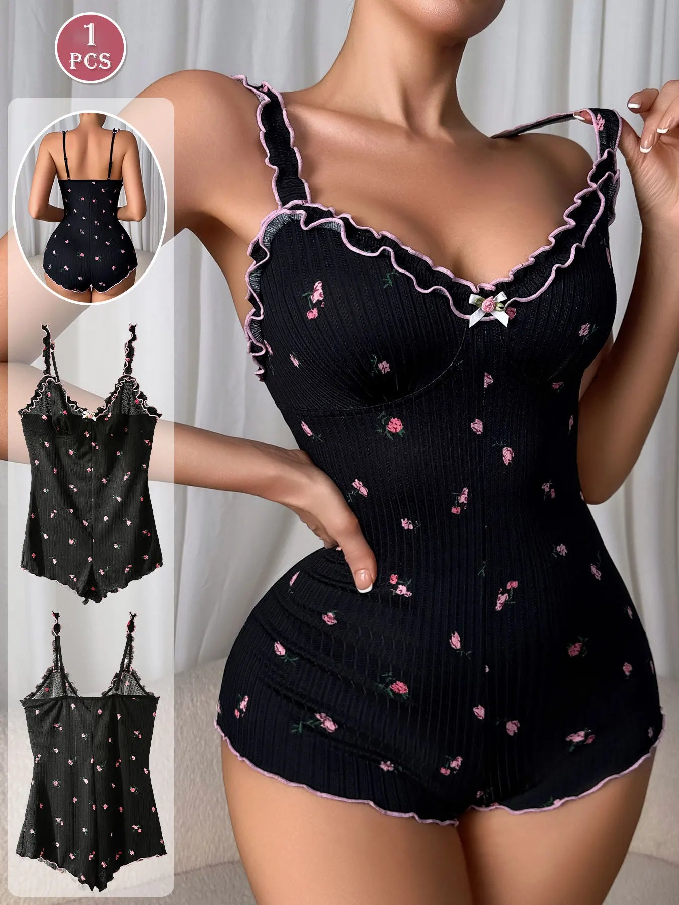 Women's Sleeveless One-Piece Pajama Jumpsuit | Casual Loungewear Sleepwear