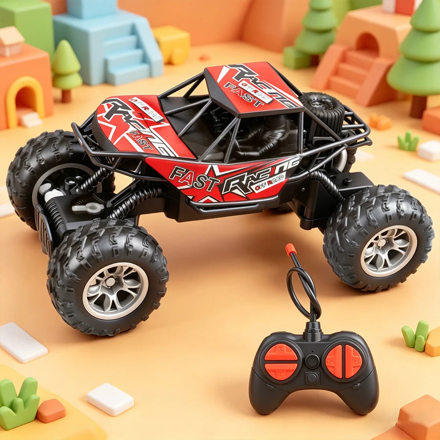 4-Way Remote Control Off-Road Climbing Toy Car with Lights & Anti-Slip Rubber Tires