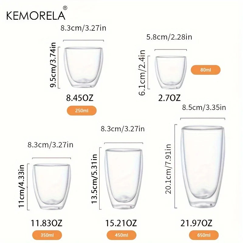 Double-Wall Glass Cup – Five Size Options