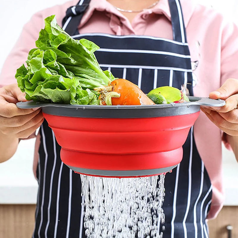 Foldable Silicone Colander Drain Basket — Collapsible