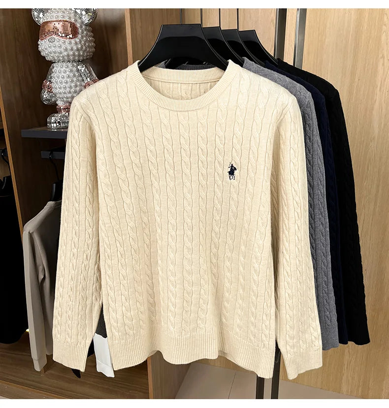 Men's Luxury Pony Embroidery Knit Sweater — Premium Detail Knitwear
