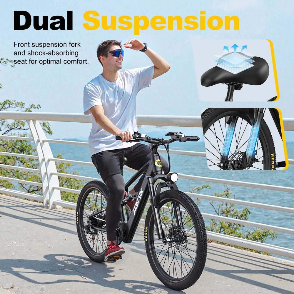 Aairsk 26" Electric City Bike — 36V 13Ah 21-Speed Dual Suspension Commuter E-Bike (US Warehouse)