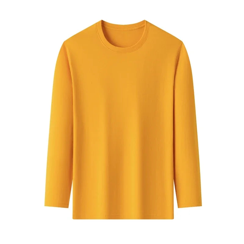 Men's Solid Color Round Neck Cotton Long Sleeve Tee — Everyday Essential