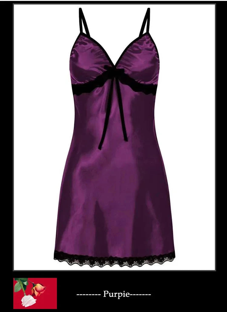 Women's Lace Suspender Nightgown | Sleeveless V-Neck Pajama Dress Multi-Color