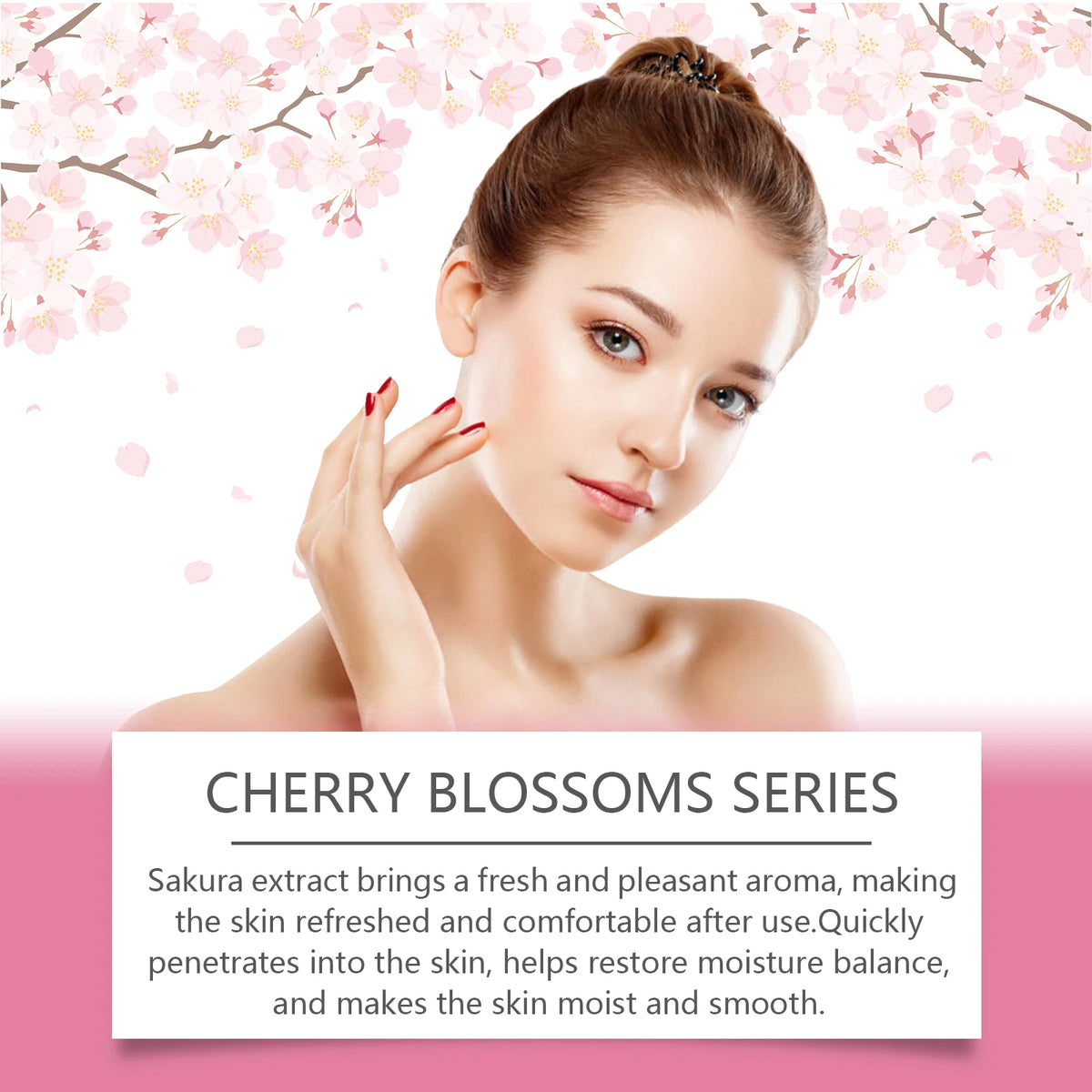Sakura Skincare Set – Cherry Blossom Face Cream, Serum, Toner, Cleanser & Eye Cream for Women