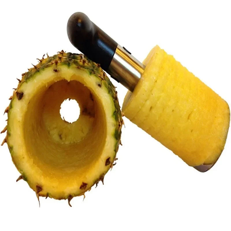 Slice a Pineapple in Seconds. — Stainless Steel Pineapple Slicer & Peeler | Cutter, Corer & Parer Knife, 24x10cm, Green, Black & Yellow