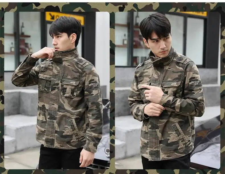 Men's Camouflage Cotton Work Jacket – Stand Collar