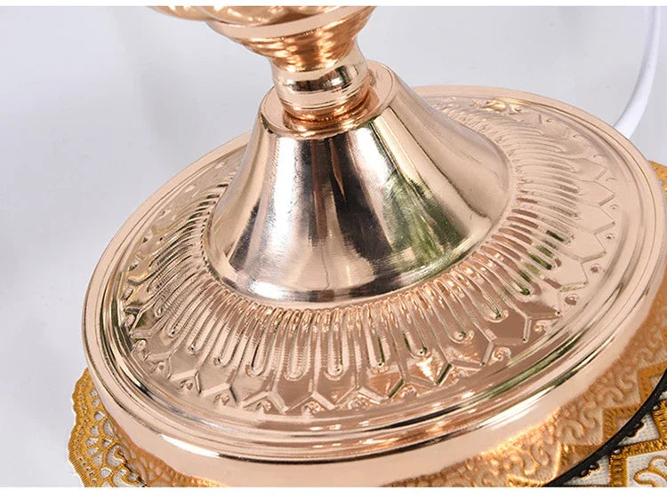 Bedside Lamp – Fabric Shade & Gold or White Base