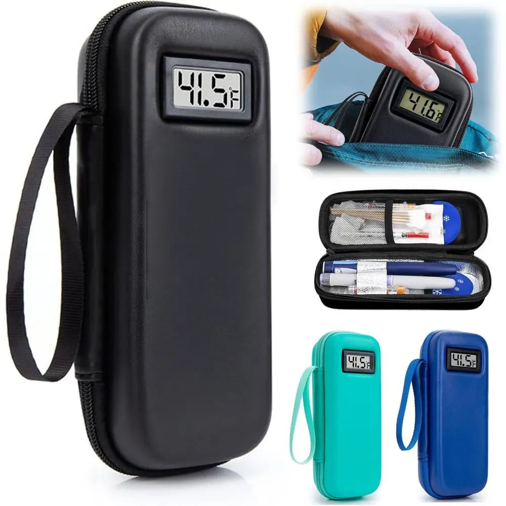 Insulin Cooler Travel Case with Thermometer Display – Waterproof Insulated Refrigerated Medicine Organizer Bag