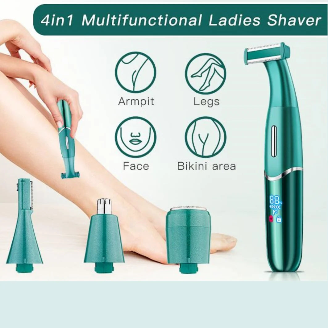 GZHJGOS 4-in-1 Electric Hair Trimmer for Women & Men – Face, Eyebrow, Nose, Body, USB Rechargeable