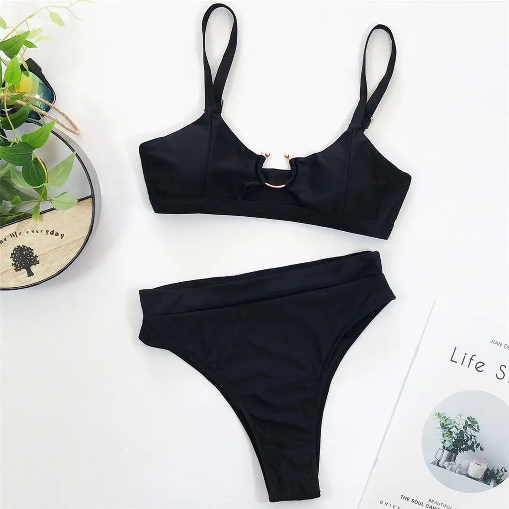 Leopard High Waist Bikini Set — Snake Print Two-Piece Swimsuit