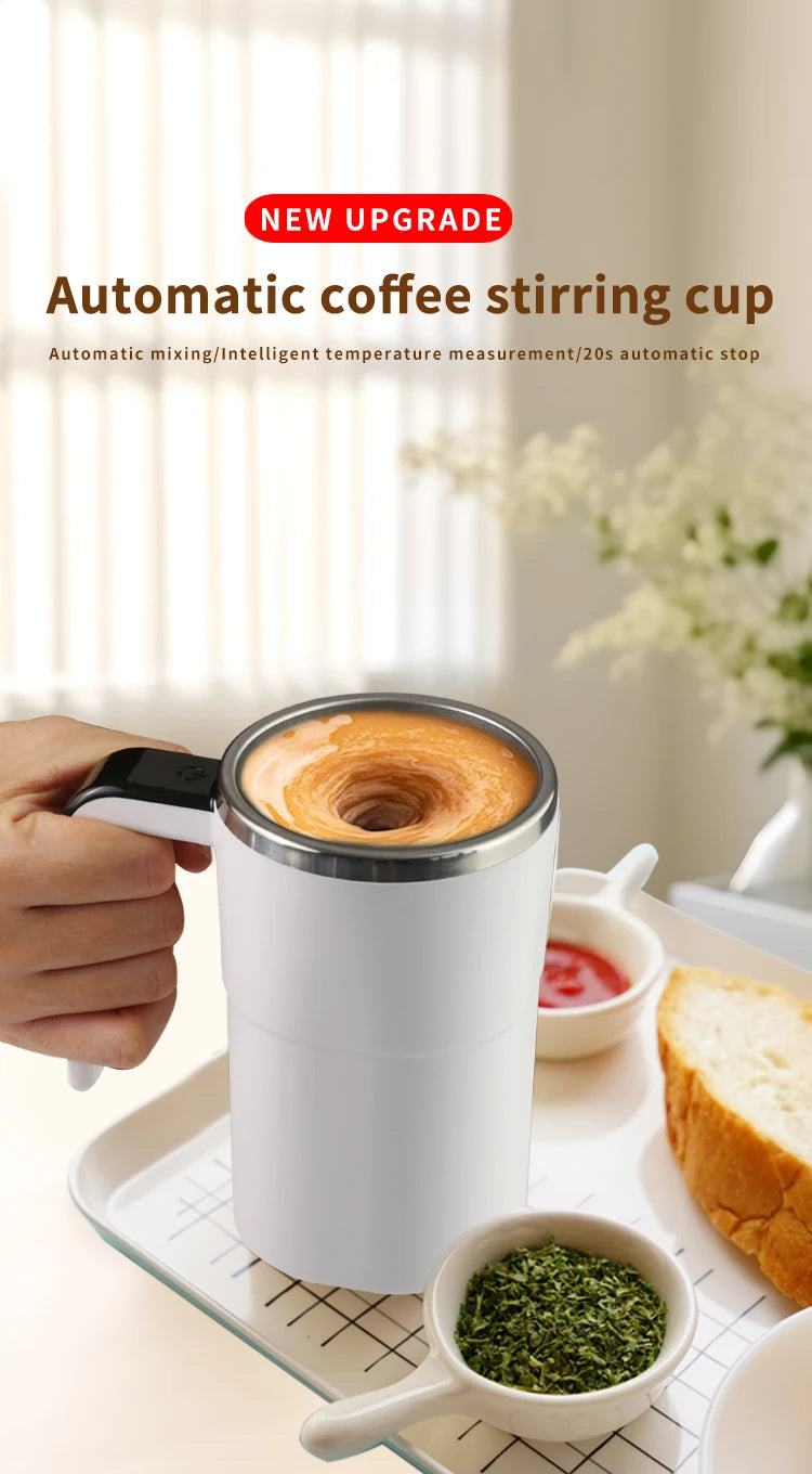 380ML Electric Self-Mixing Coffee Mug — USB Rechargeable, IP67 Waterproof, Magnetic Stir
