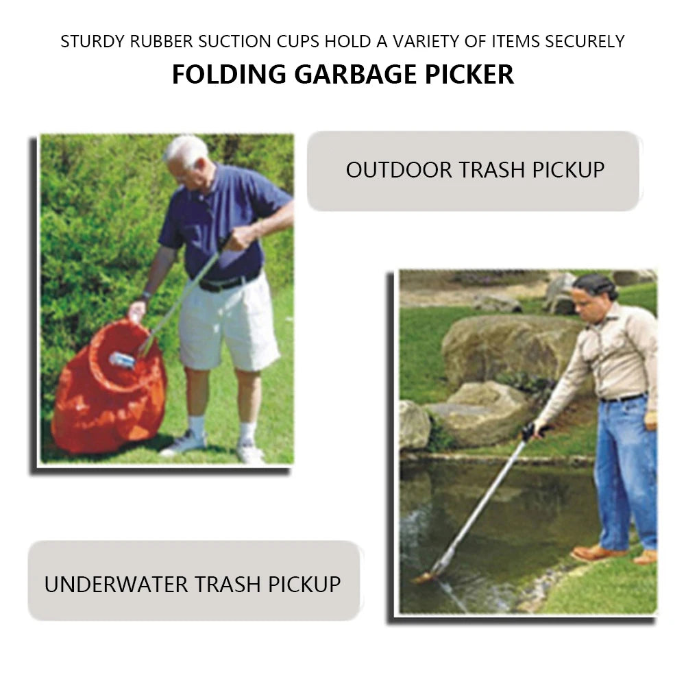 80cm Foldable Grabber Reacher Tool — 360° Rotating Trash Picker & Gripper Extender