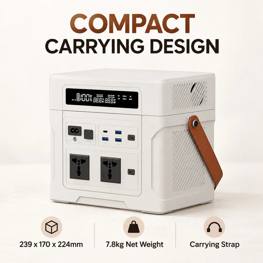 1000W Portable Power Station, 902.4Wh LiFePO4, 220V