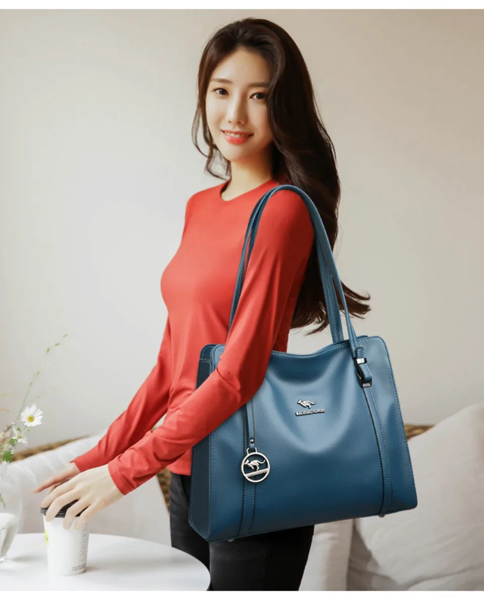 Luxury Soft PU Leather Tote Bag – Large Capacity Sequin Crossbody Shoulder Bag for Women