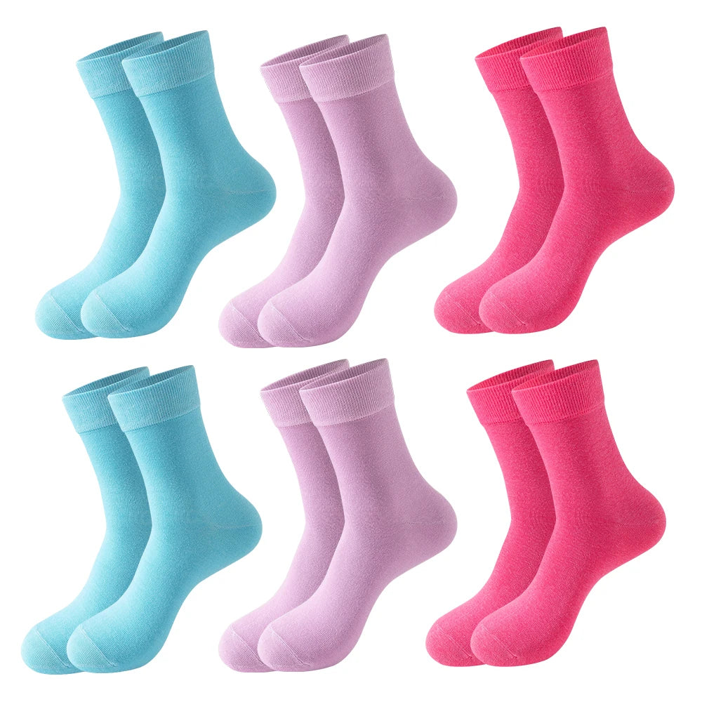 Women's Diabetic Non-Binding Cotton Crew Socks – 6 Pairs Loose-Fit, Comfortable & Ventilated for All Occasions