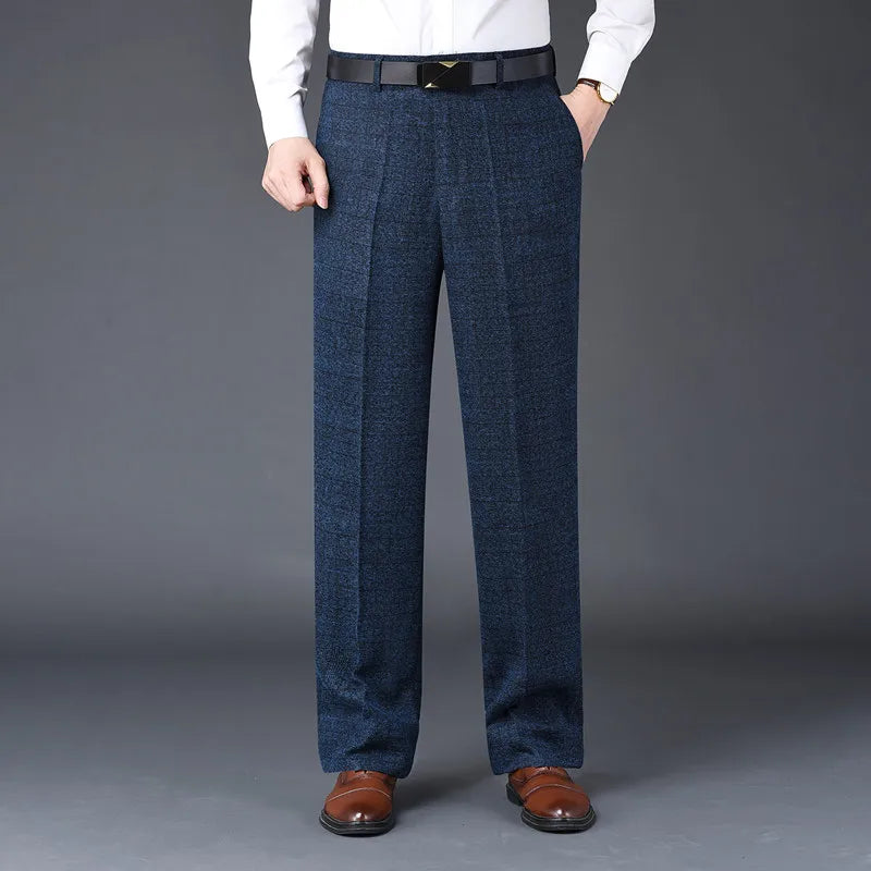 Men's Plaid Dress Pants — Flat Front Straight Leg Formal Suit Trousers