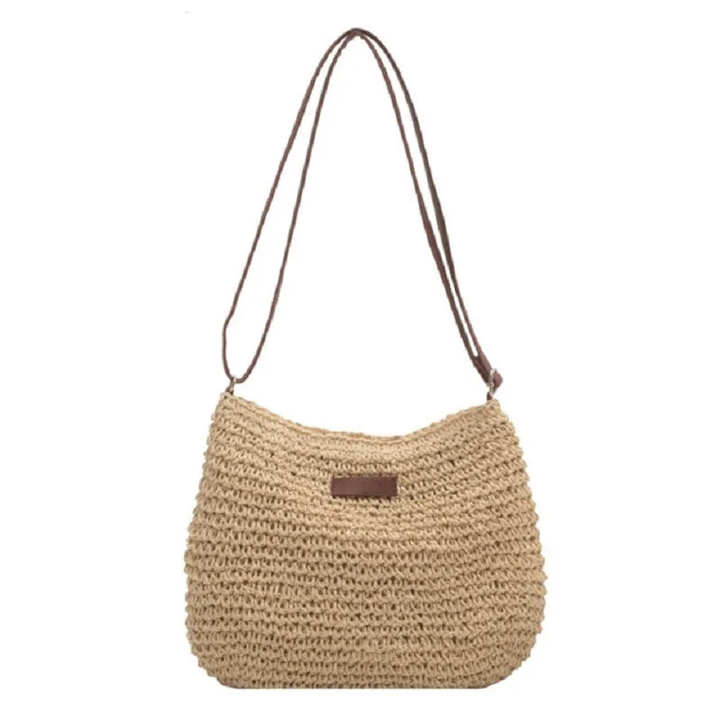 Woven Straw Crossbody Bag – Boho Beach Shoulder Bag for Women