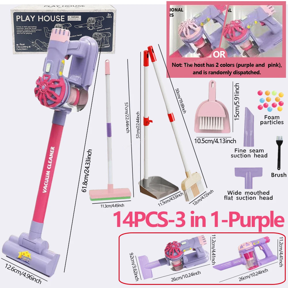 Kids Electric Vacuum Cleaner Toy Set – Simulation Housekeeping Role Play Educational Toy for Toddlers