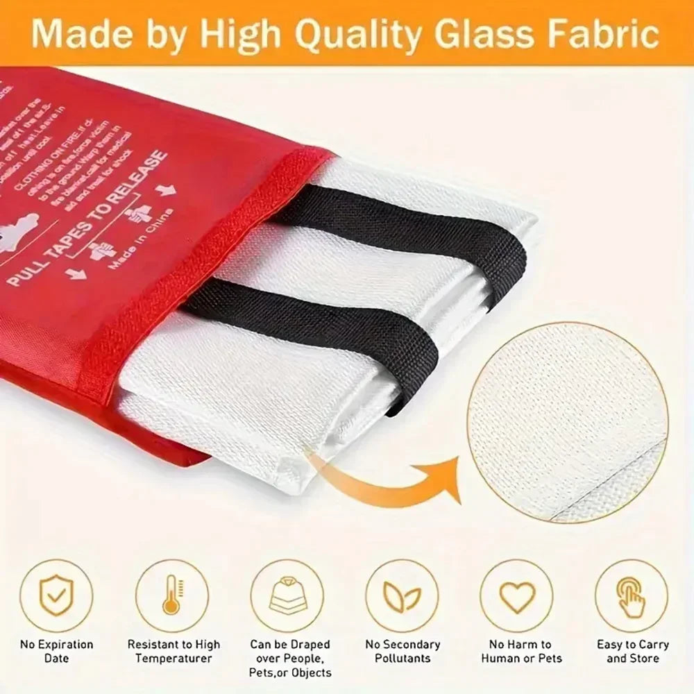 Fiberglass Fire Emergency Blanket – Flame Retardant Suppression Blanket for Home Safety & Survival