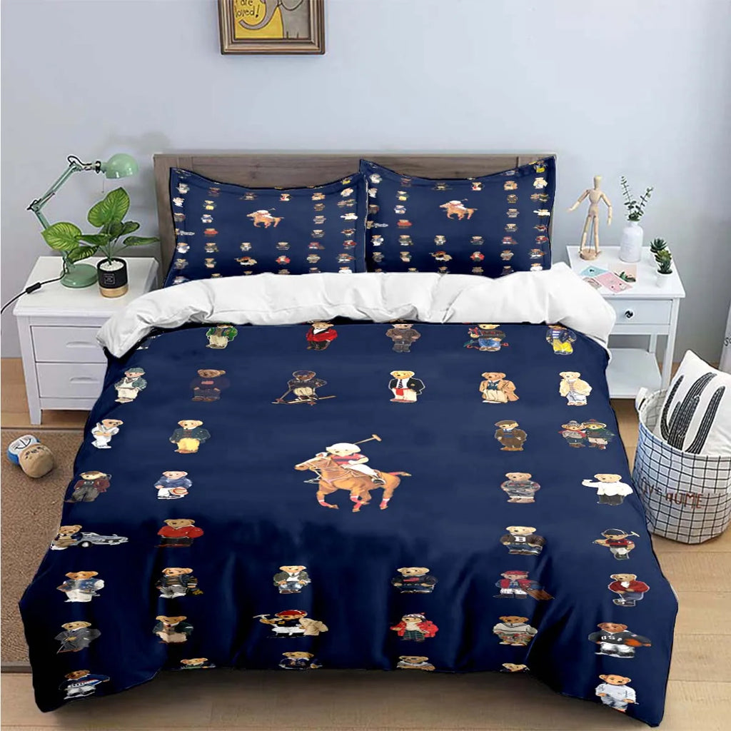 Fashion Bear Bedding Set | Cute Animal Print, Single to King Size, Adults & Teens Luxury Gift