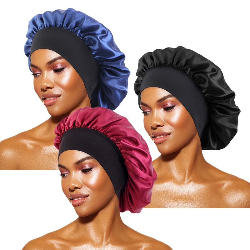 Satin Sleep Bonnet — Wide-Brim Hair Care Cap