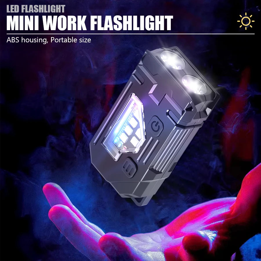 Mini COB LED Flashlight – 8 Modes, Magnetic Base, Hat Clip, USB-C Rechargeable for Camping & EDC