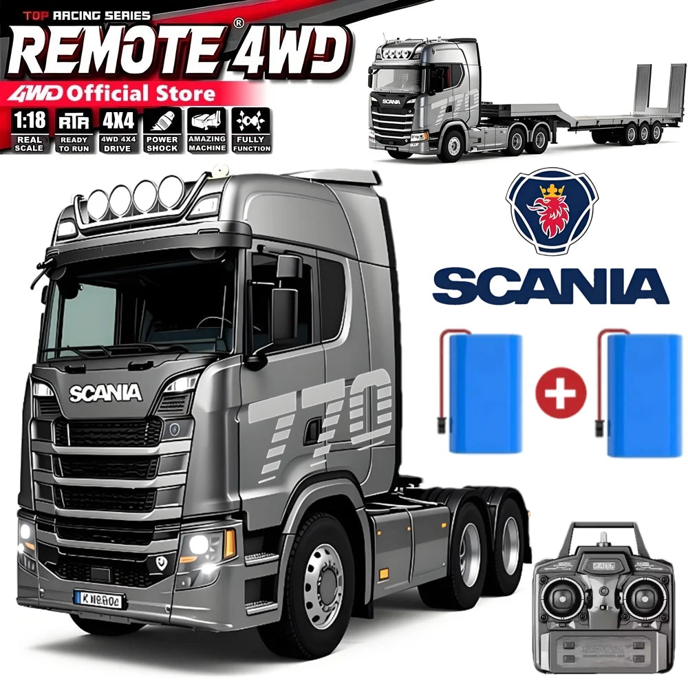 HUINA 1501 1:18 Scale RC Semi Trailer Truck with Sound & Lights – 770S Flatbed Engineering Model
