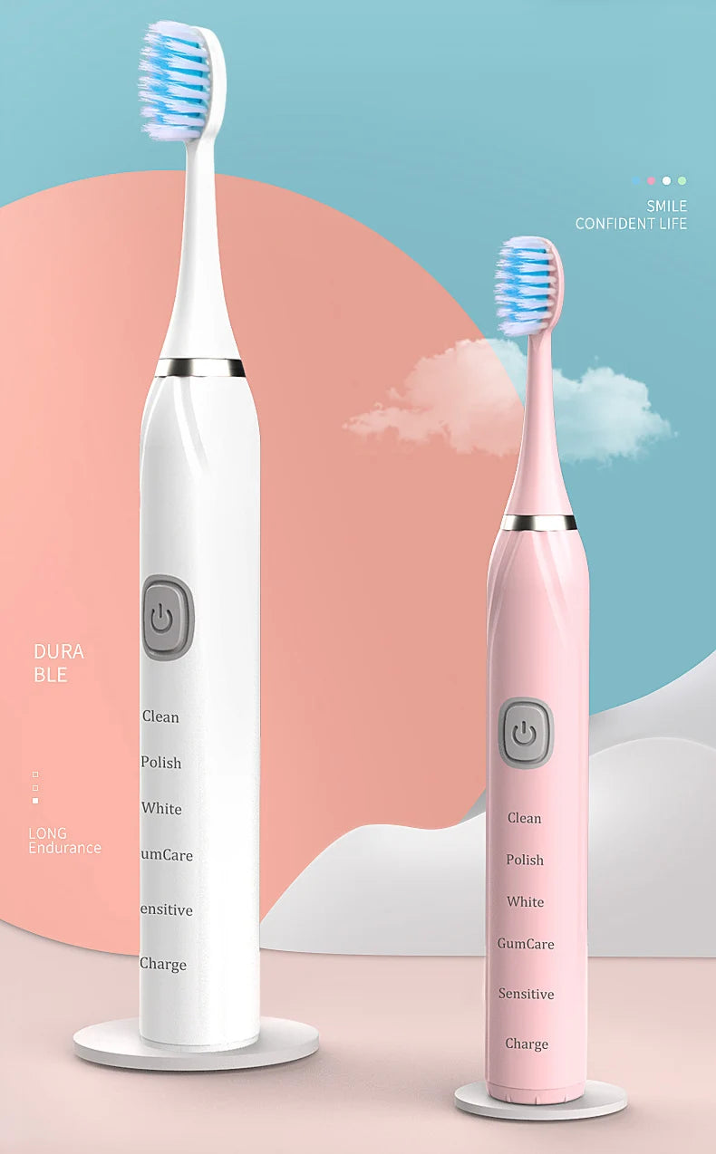 Toothink Sonic Electric Toothbrush – 5 Modes, IPX7 Waterproof, USB Rechargeable, 5+ Brush Heads