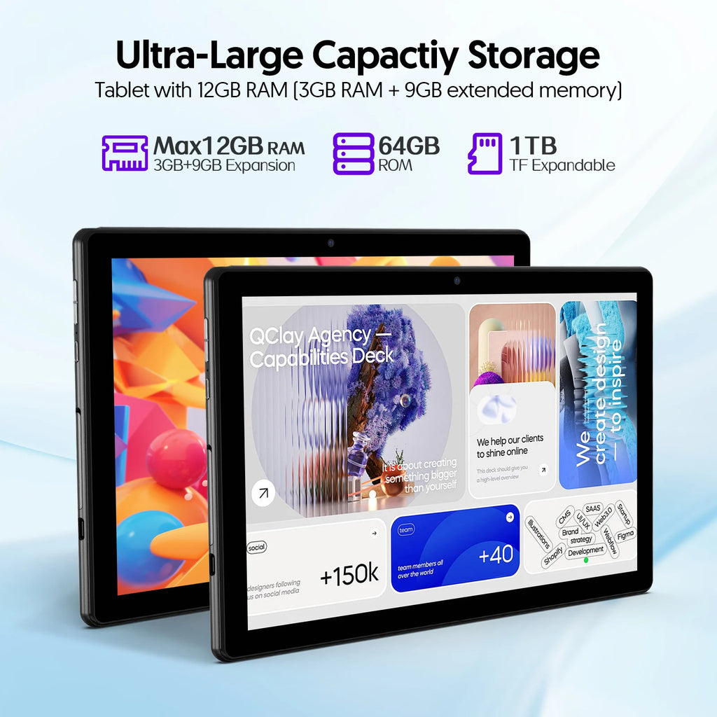 BAKEN 10.1" Android 16 Tablet – 12GB RAM, 64GB, Wi-Fi 6, 6000mAh