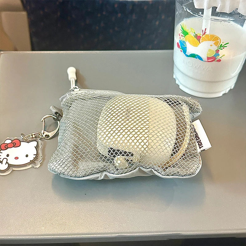Travel Makeup Storage Bags New Mesh Coin Purse Simple Portable Mini Bag Multi-purpose Square Bag Double-layer Zipper Card Holder