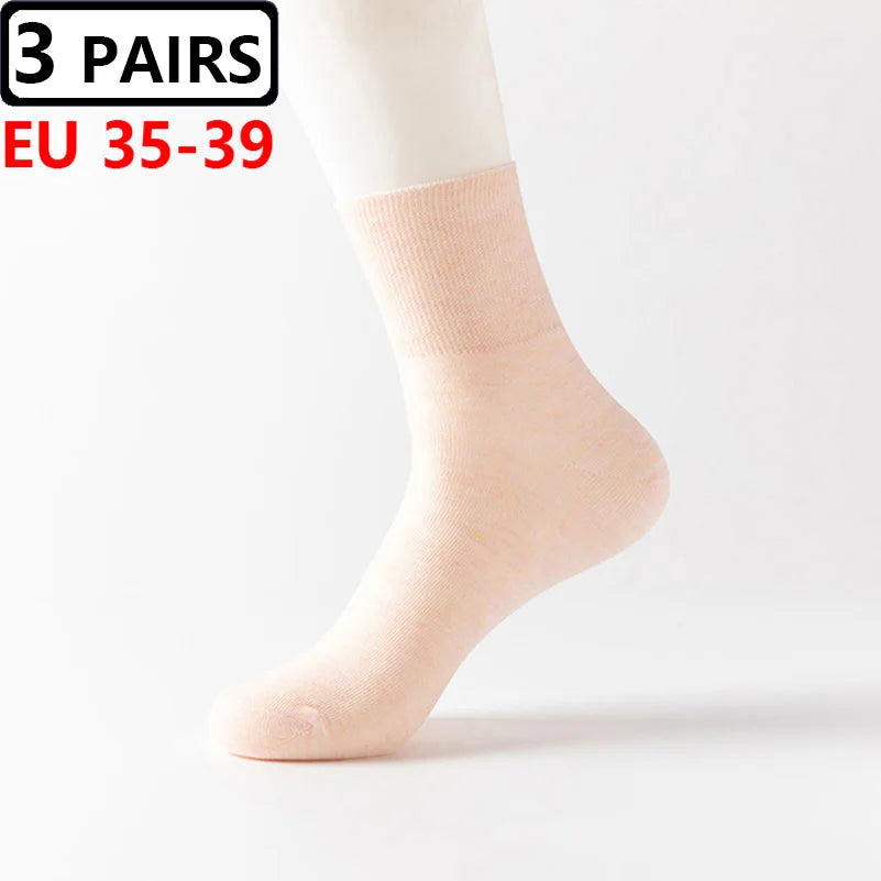 Plus Size Diabetic Varicose Vein Socks EUR 45–50 – 3 Pairs Cotton Loose Mouth Comfort Socks for Men & Women