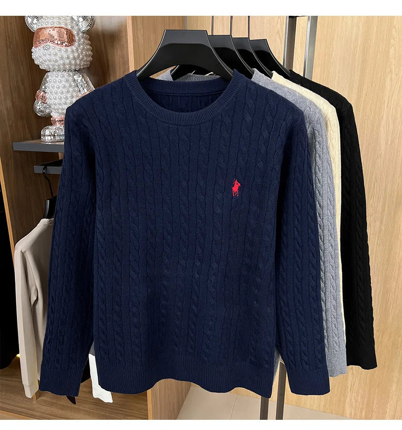Men's Luxury Pony Embroidery Knit Sweater — Premium Detail Knitwear