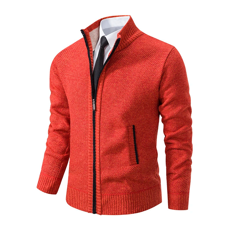 Men's Fleece Zip Cardigan Jacket — Warm Casual Layering Piece