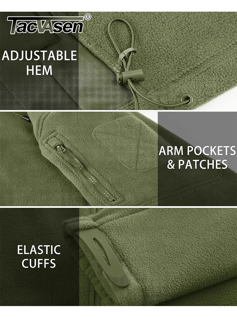 TACVASEN Men's Hooded Fleece Jacket – Full-Zip Windproof Warm Work Coat for Outdoor & Office