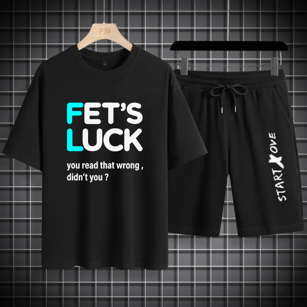 Men's Gradient Print T-Shirt & Shorts Casual Summer Sporty 2-Piece Set
