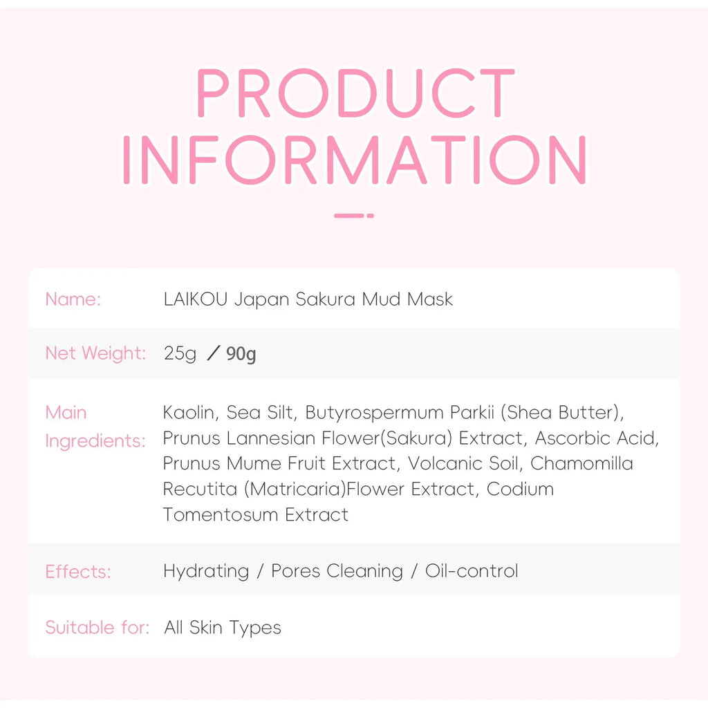 LAIKOU Sakura Clay Deep Cleansing Face Mask — Oil Control & Pore Refining