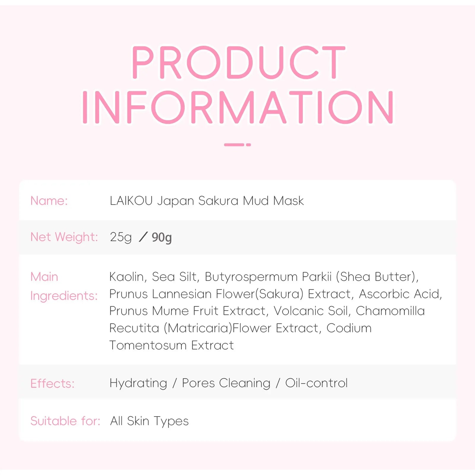LAIKOU Sakura Clay Deep Cleansing Face Mask — Oil Control & Pore Refining