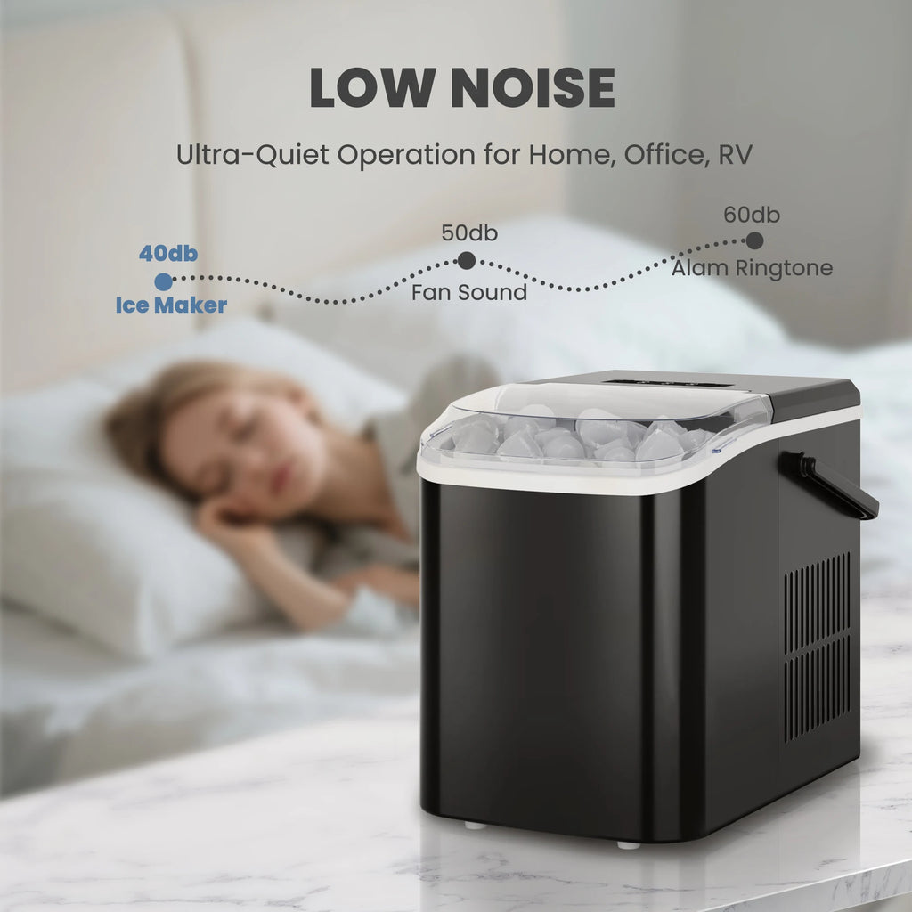 Portable Countertop Ice Maker — 9 Bullet Ice Cubes in 6 Min, Self-Cleaning, Quiet