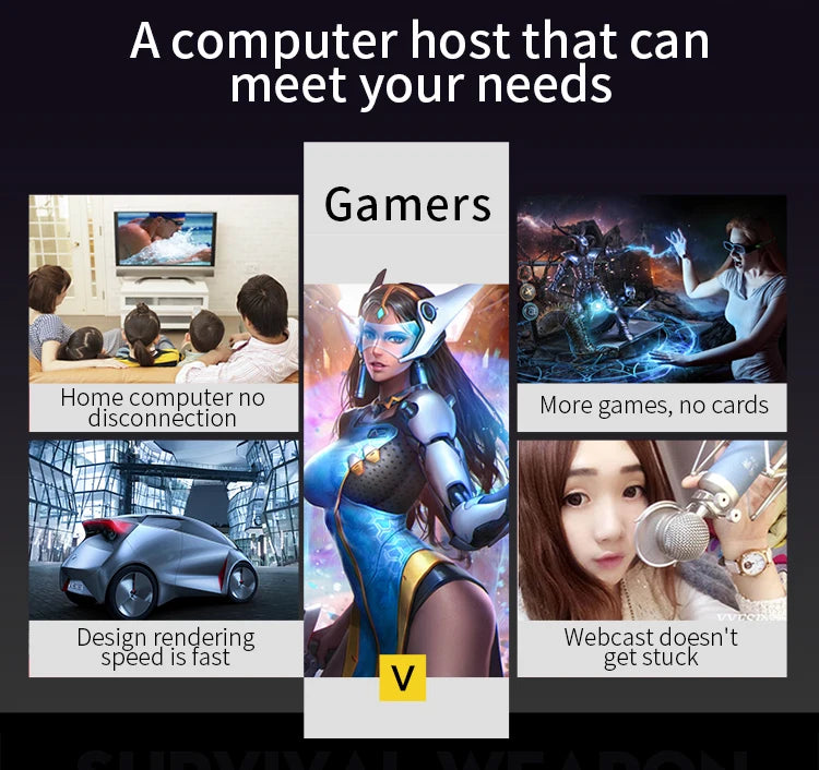 Aotesier Gaming Desktop PC – Intel i7 Core, 8GB/16GB RAM, 256GB SSD, Tempered Glass, Win10