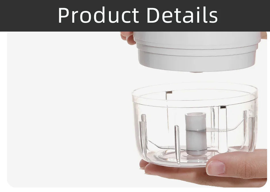 MYVIT USB Electric Mini Food Chopper — 30W Portable Garlic Masher & Vegetable Chopper, 250ml BPA-Free