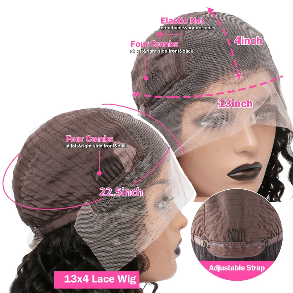 Rosabeauty 34 36inch Hd 13x4 13x6 Curly Wigs Deep Wave Frontal Wig Brazilian Curly Human Hair Wig Loose Water Wave Wig For Women