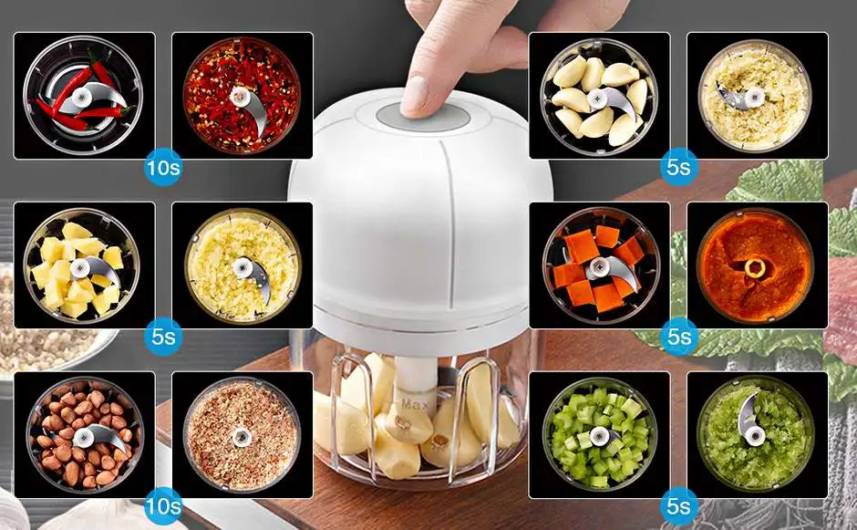 MYVIT USB Electric Mini Food Chopper — 30W Portable Garlic Masher & Vegetable Chopper, 250ml BPA-Free