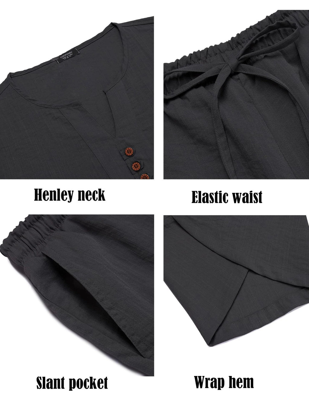 Men's Cotton Linen Short Sleeve Shirt & Shorts Set – Breathable Casual Beach Pajama 2-Piece
