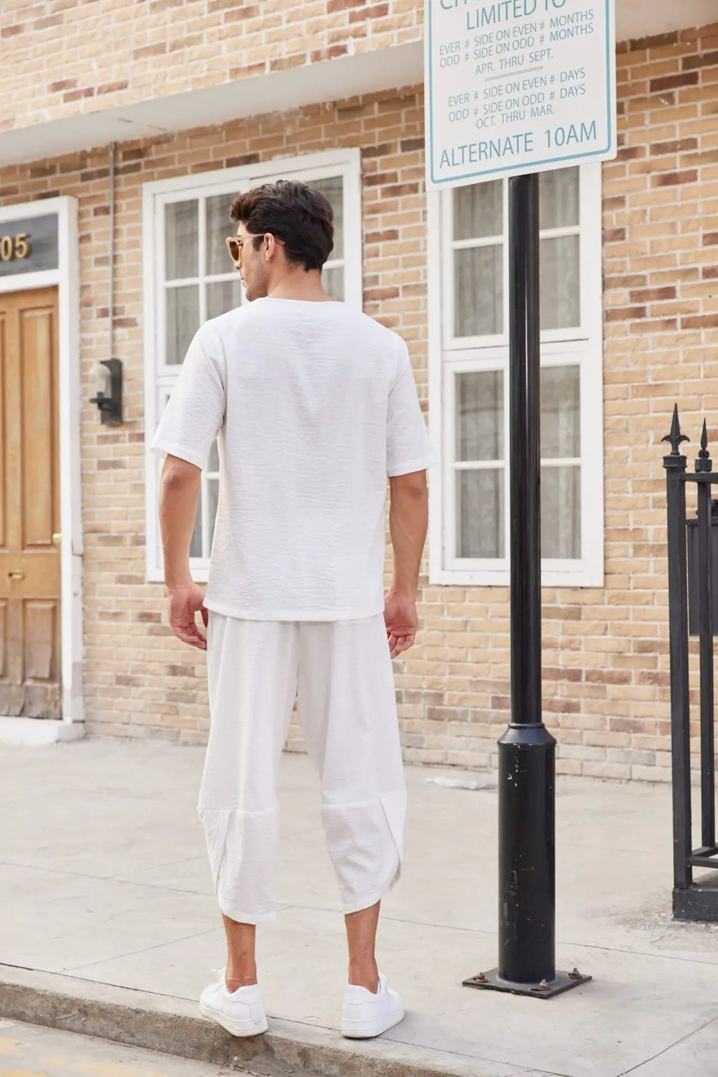 Men's Cotton Linen Short Sleeve Shirt & Shorts Set – Breathable Casual Beach Pajama 2-Piece