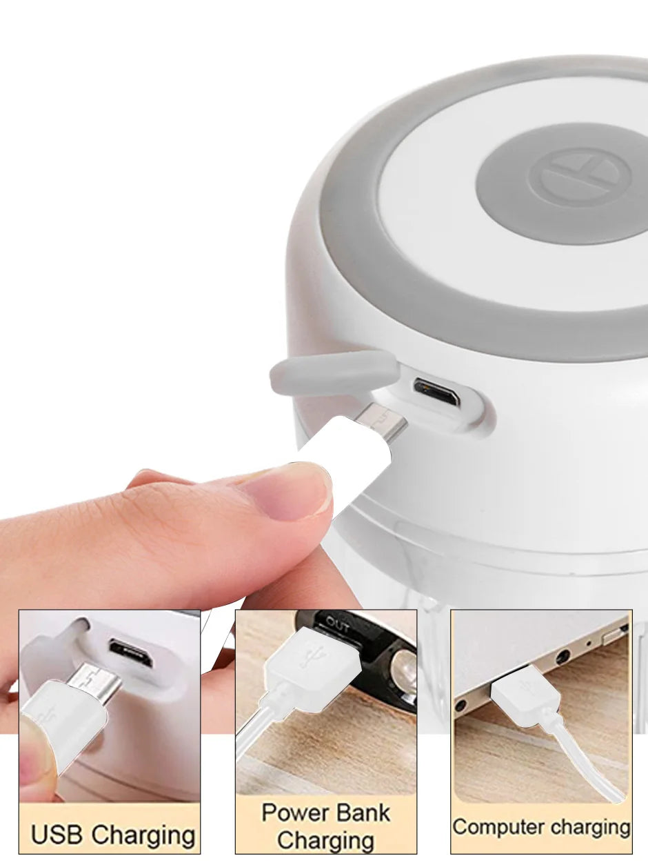 MYVIT USB Electric Mini Food Chopper — 30W Portable Garlic Masher & Vegetable Chopper, 250ml BPA-Free