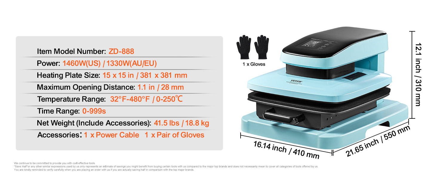 SucceBuy Auto Heat Press Machine 15x15in — Auto Release, Fast Even Heating, Sublimation T-Shirt Press