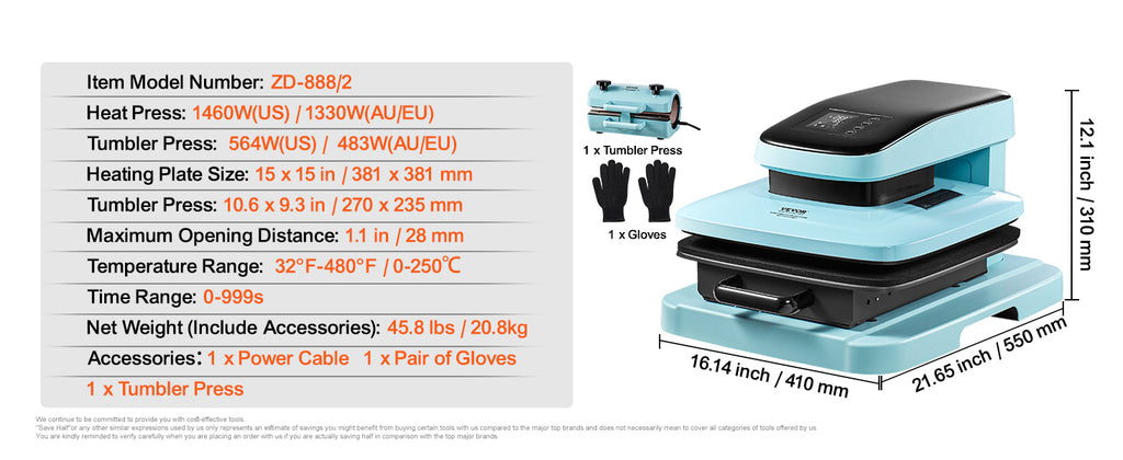 SucceBuy Auto Heat Press Machine 15x15in — Auto Release, Fast Even Heating, Sublimation T-Shirt Press
