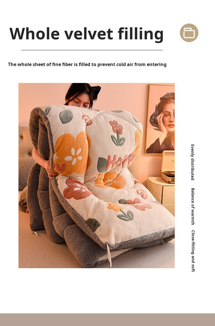 Double-Sided Lamb Fleece Winter Comforter – Thickened Velvet Warm Quilt, 5 Colors & 7 Fill Weights